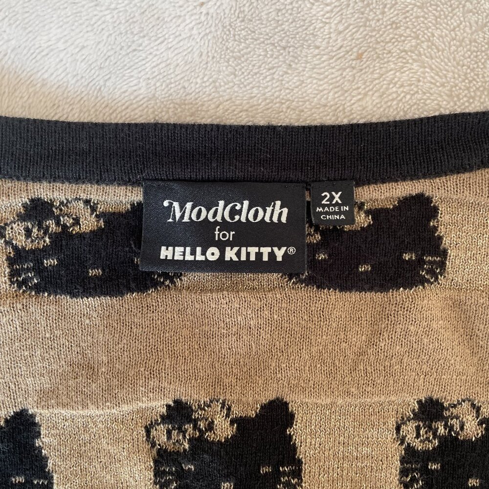 Hello Kitty ModCloth Collab Women's Black & Gold Glitter Cardigan Plus Size 2X - Picture 5 of 8